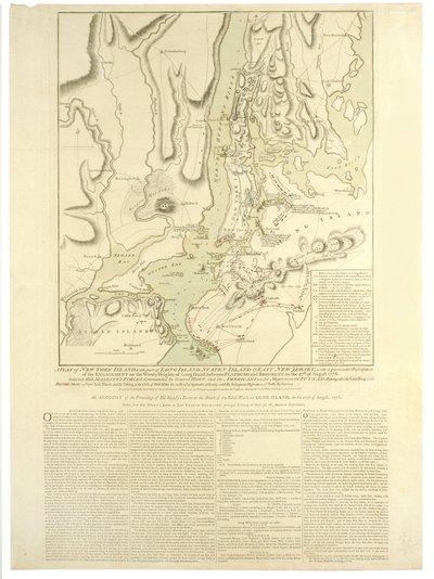 A plan of New York Island, with part of Long Island, Staten Island and East New Jersey, with a particular description of the engagement on the woody heights of Long Island between Flatbush and Brooklyn by William Faden